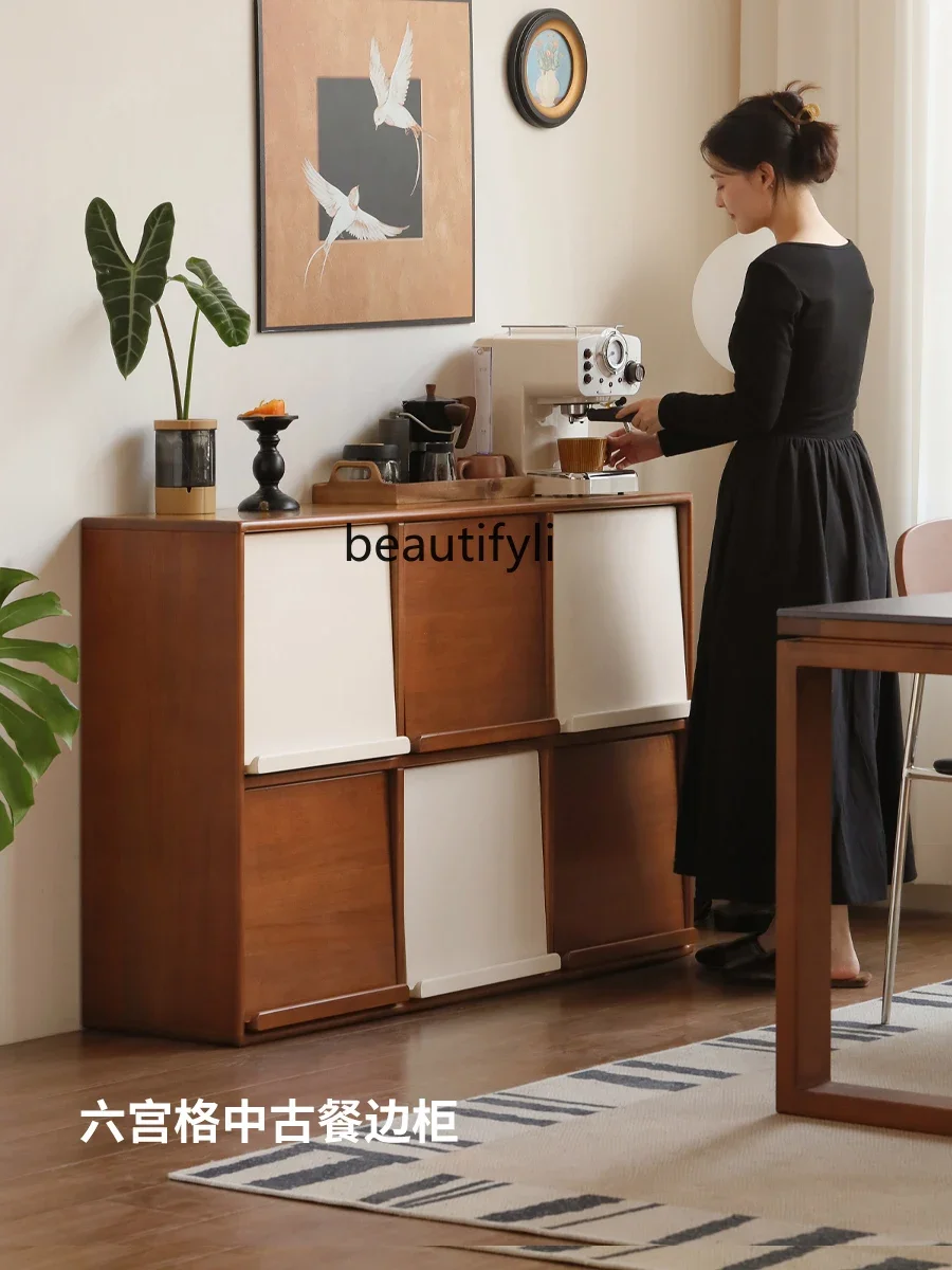 Solid wood bookcase study, combination module, medieval style dining side cabinet, household floor cabinet
