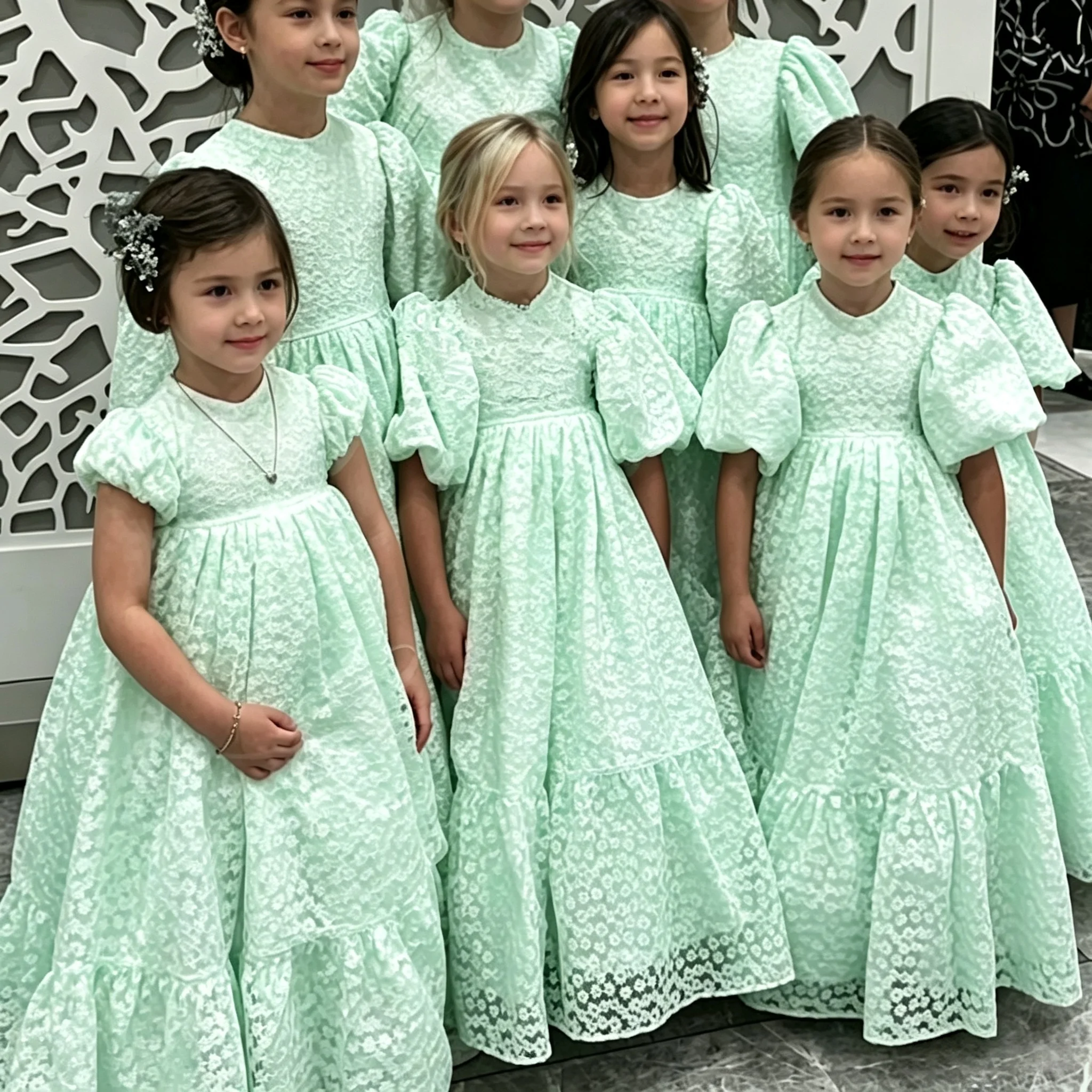 Customized Bridesmaid White Flower Girl Dress Wedding Puffy Lace Tulle Elegant A‑Line Boho Kids Birthday Party Infant Ball Gown