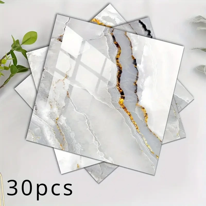 Marble Pattern Decorative Tile Sticker PVC Floor Sticker Waterproof and Oilproof Scrubable Kitchen Sticker Home Decor