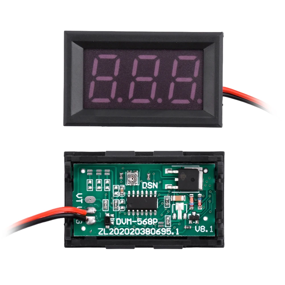 DC5-120V Mini Voltmeter LED Digital Display Panel Voltage Meter 2 Wire 0.56'' Voltage Monitor Tester Gauge for Motorcycle Car