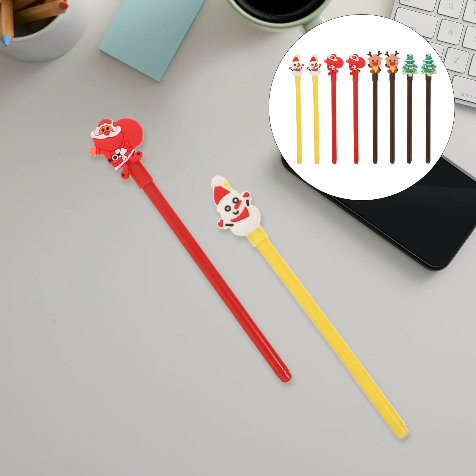 

16Pcs Christmas Gel Ink Pen Creative Snowman Santa Reindeer Tree Shape Smooth Writing Kids School Office Supplies