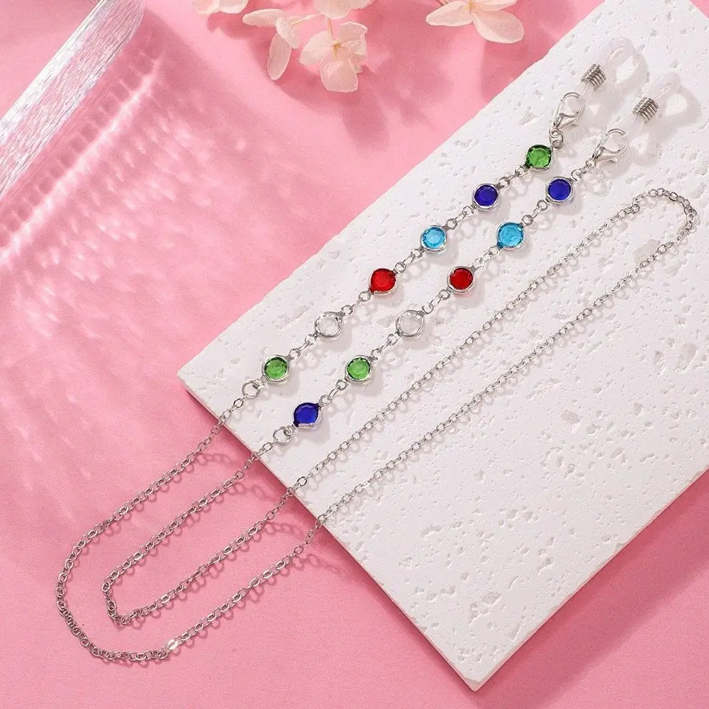 Colorful Crystal Beads Eyeglass Holder Anti Drop Nonslip Sunglass Lanyard Straps Multicolor Glasses Chain Eye Accessories