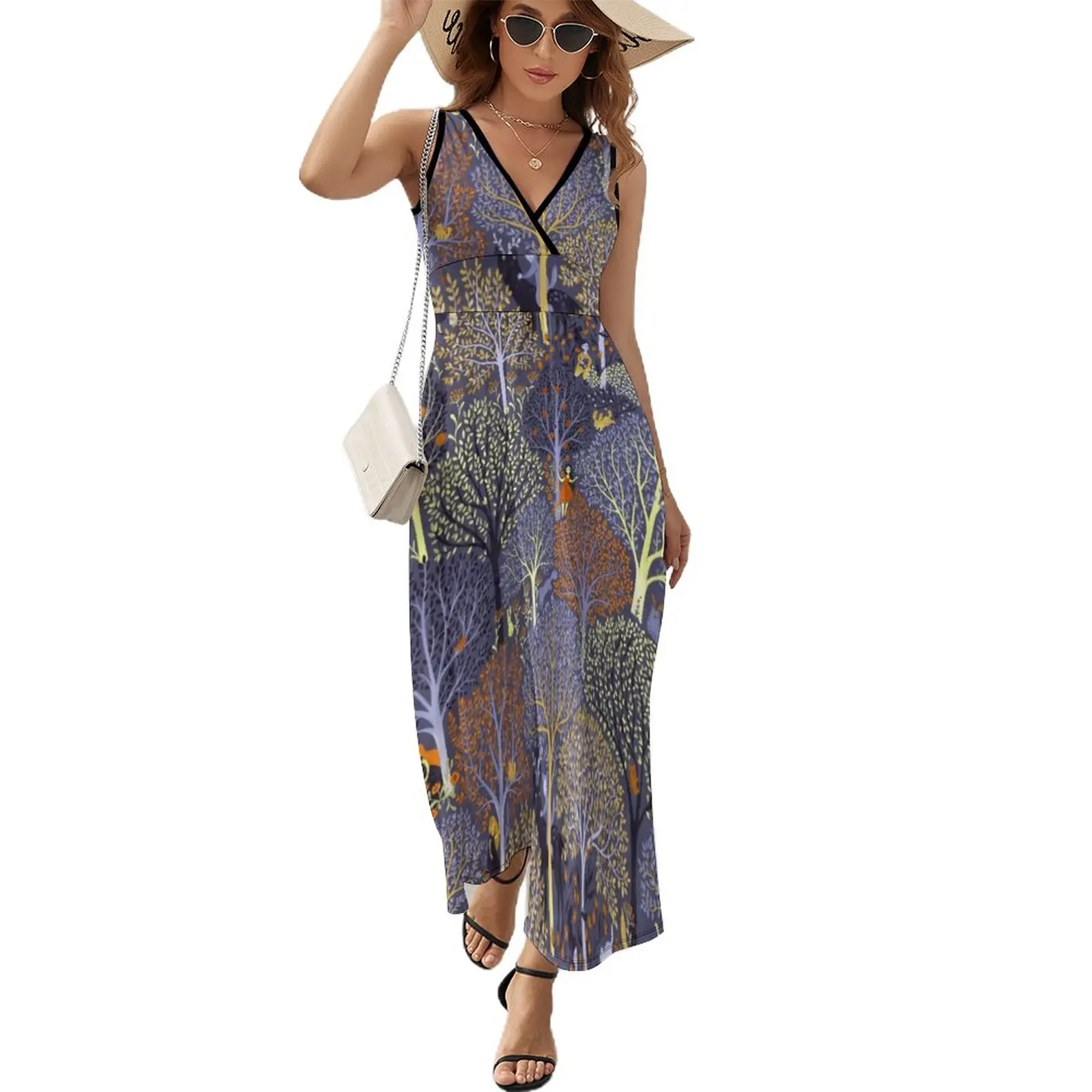 

Magical Forest in blue Sleeveless Dress luxury Long for women 2024 womans clothing