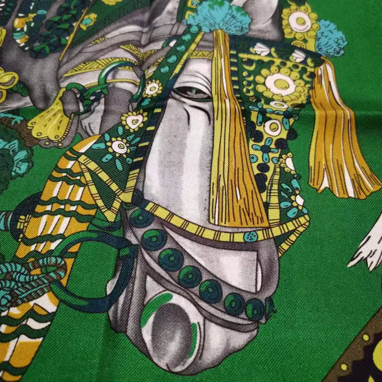 ผ้าพันคอไหมสีเขียว 90 ผืน ผ้าพันคอสี่เหลี่ยมหรูหรา ขอบม้วนด้วยมือ ผ้าพันคอสำหรับผู้หญิง เครื่องประดับผม ของขวัญคริสต์มาสสำหรับคนรัก