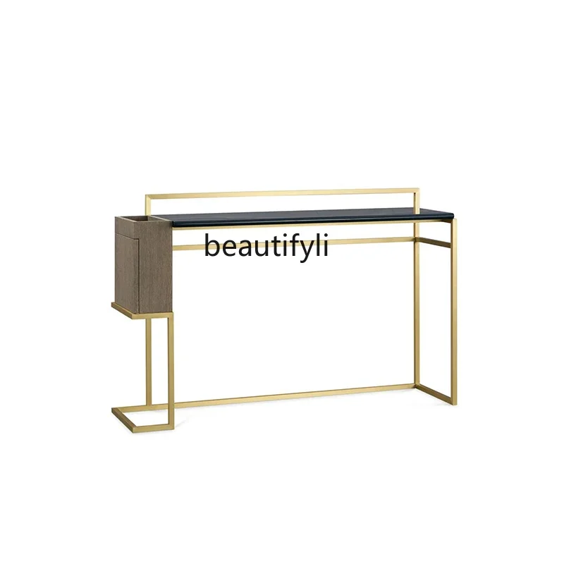 

Minimalist Creative Designer Console Tables French Light Luxury Post-Modern Stainless Steel Household Curio Cabinet Side View