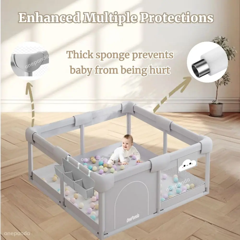 روضة أطفال كبيرة مقاس 50 × 50 مع حافة مبطنة وكرات المحيط والبوابة والتخزين ومركز الأنشطة باللون الرمادي الفاتح #3