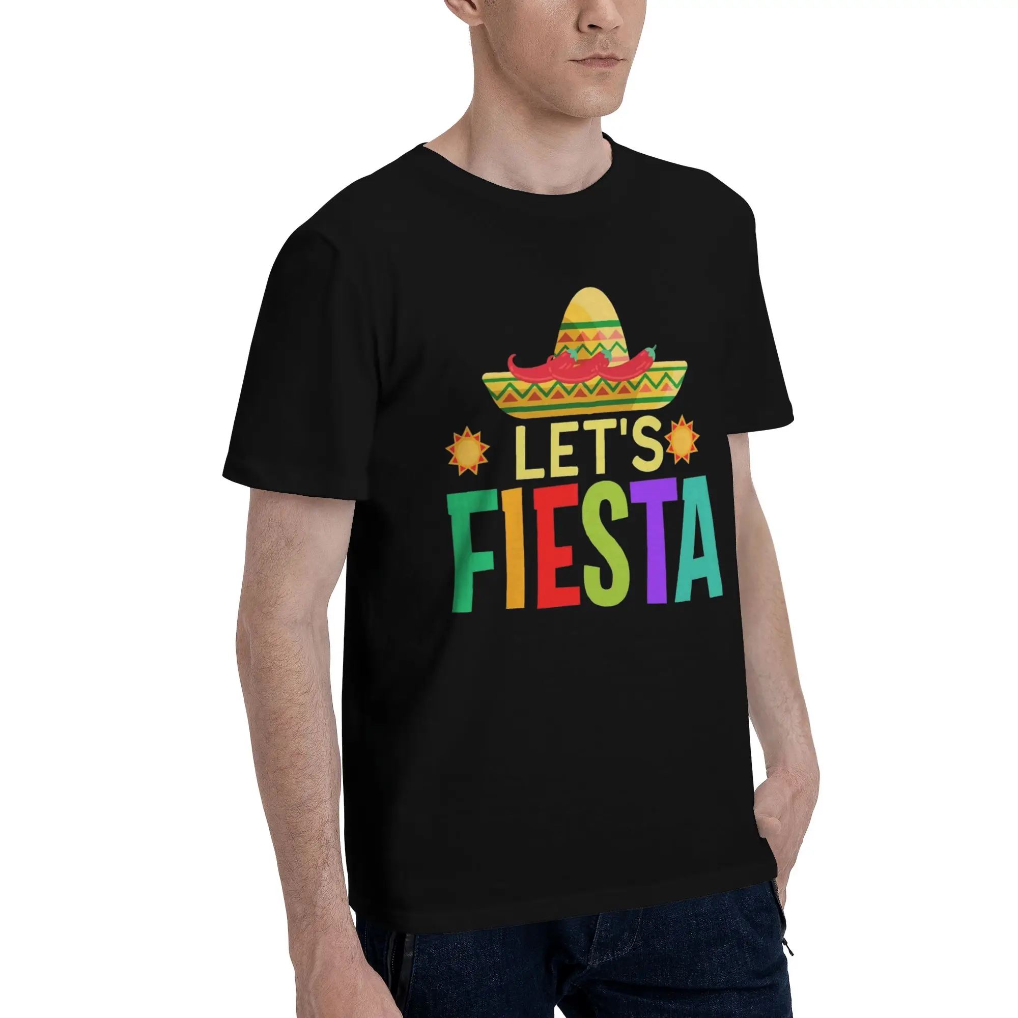 Let's Fiesta Cinco De Mayo  Graphic Printing T Shirts Men Women  Cotton  Tee Shirt Clothing