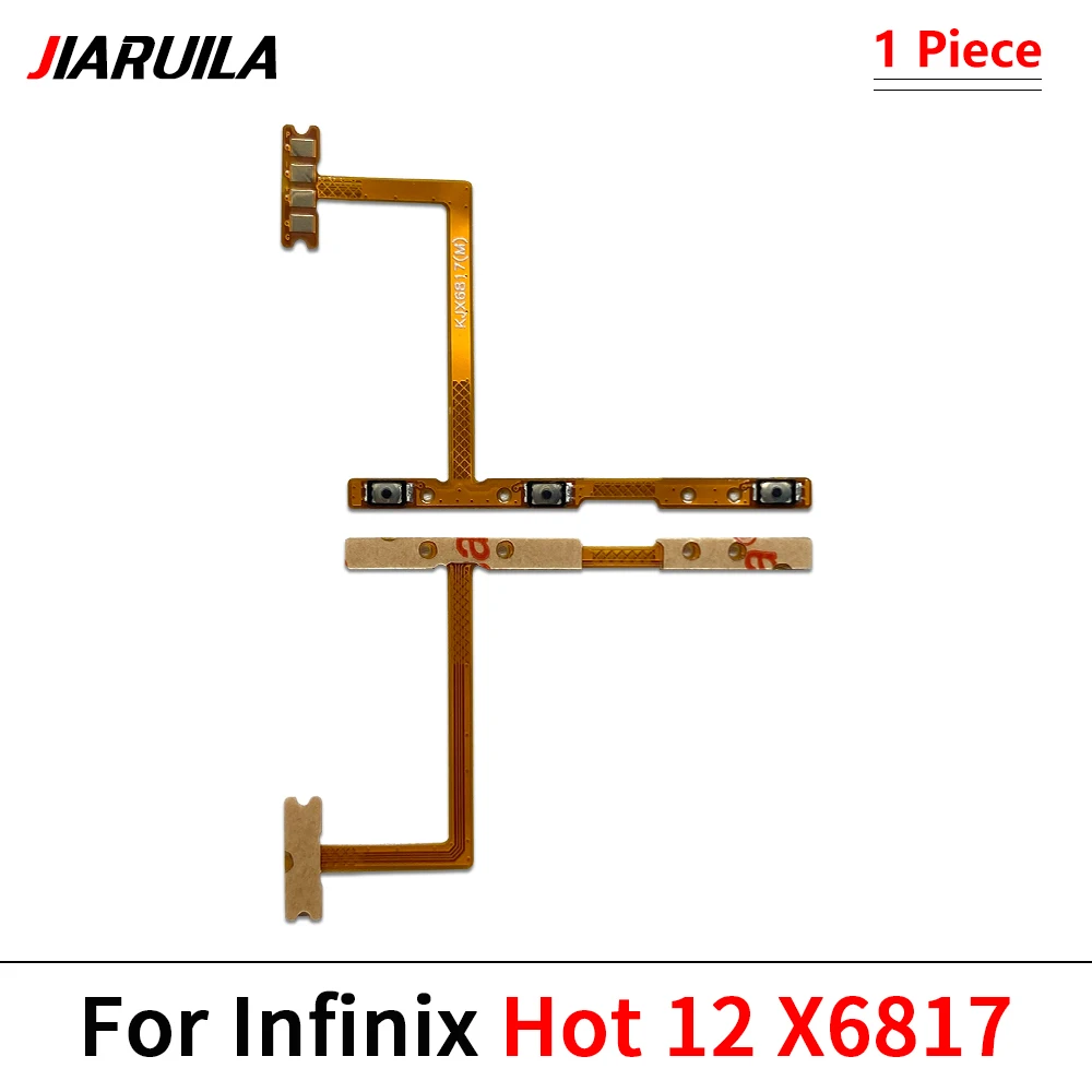 50Pcs，Power on/off Volume Key Button Flex Cable For Infinix Hot 6X 6 7 8 Lite 12 Pro 12i 12 Play 11s 11 2022 X675 GT 20 Pro