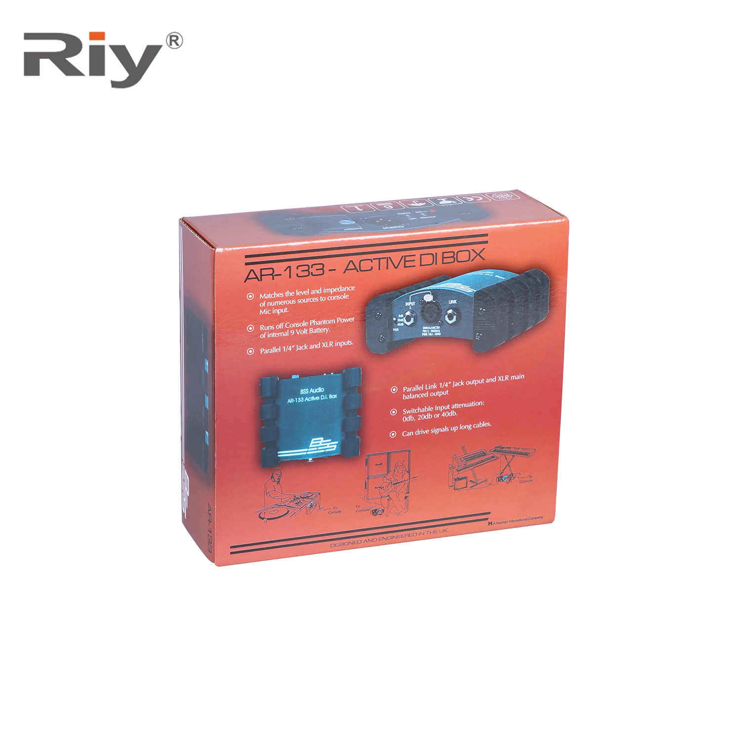 AR-133 Single Channel Active Microphone DI Box Metal Material Instrument Direct Box for Audio Sound Equipment