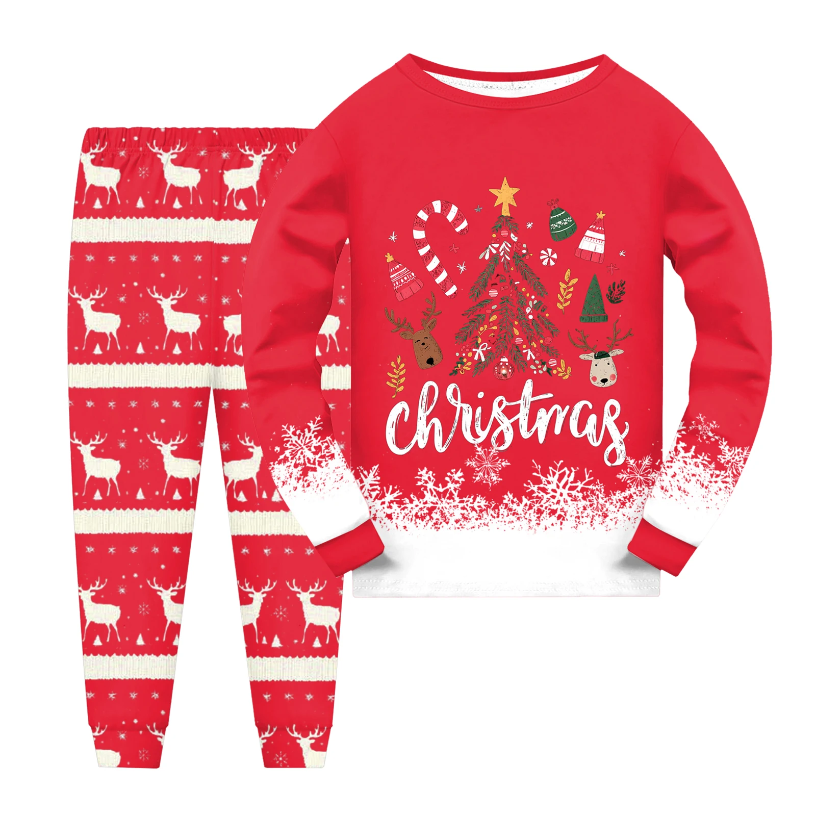 

2025 Cute Winter Clothes For Teen Girls Boys And Girls Long Sleeve Trousers Suits Comfortable Soft Christmas Sleepwear Apparel