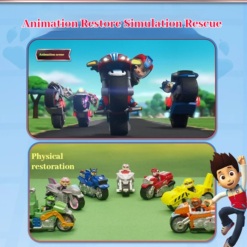 New Original Paw Patrol Pull-Back Motorcycle Toys Action Figures Paw Patrol Rescue Vehicle Set Kids Children Toys Birthday Gifts