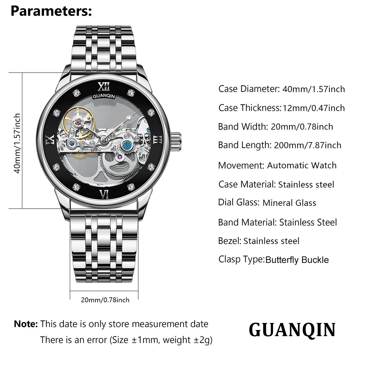 GUANQIN 2024 New Mens Watches Hollow Luxury Mechanical Automatic Watch For Men Stainless Steel Transparent Mens Wristwatch Clock