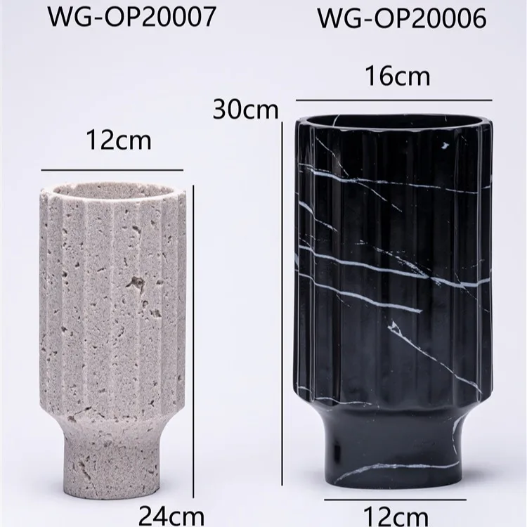 Nordic modern imitation marble pattern, resin vase flower ornaments, living room and dining room soft decoration