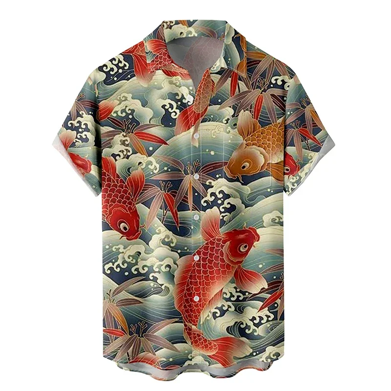 Full Print Tropical Hawaiian Shirts For Men Casual Short Sleeve Button Down Holiday Beach Shirts Men Loose Tee Shirt Clothing