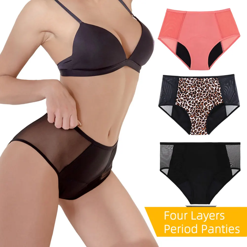 menstrual period panties 4 layers high waist leak proof large size super absorbent Period Pants for Women abundant flow