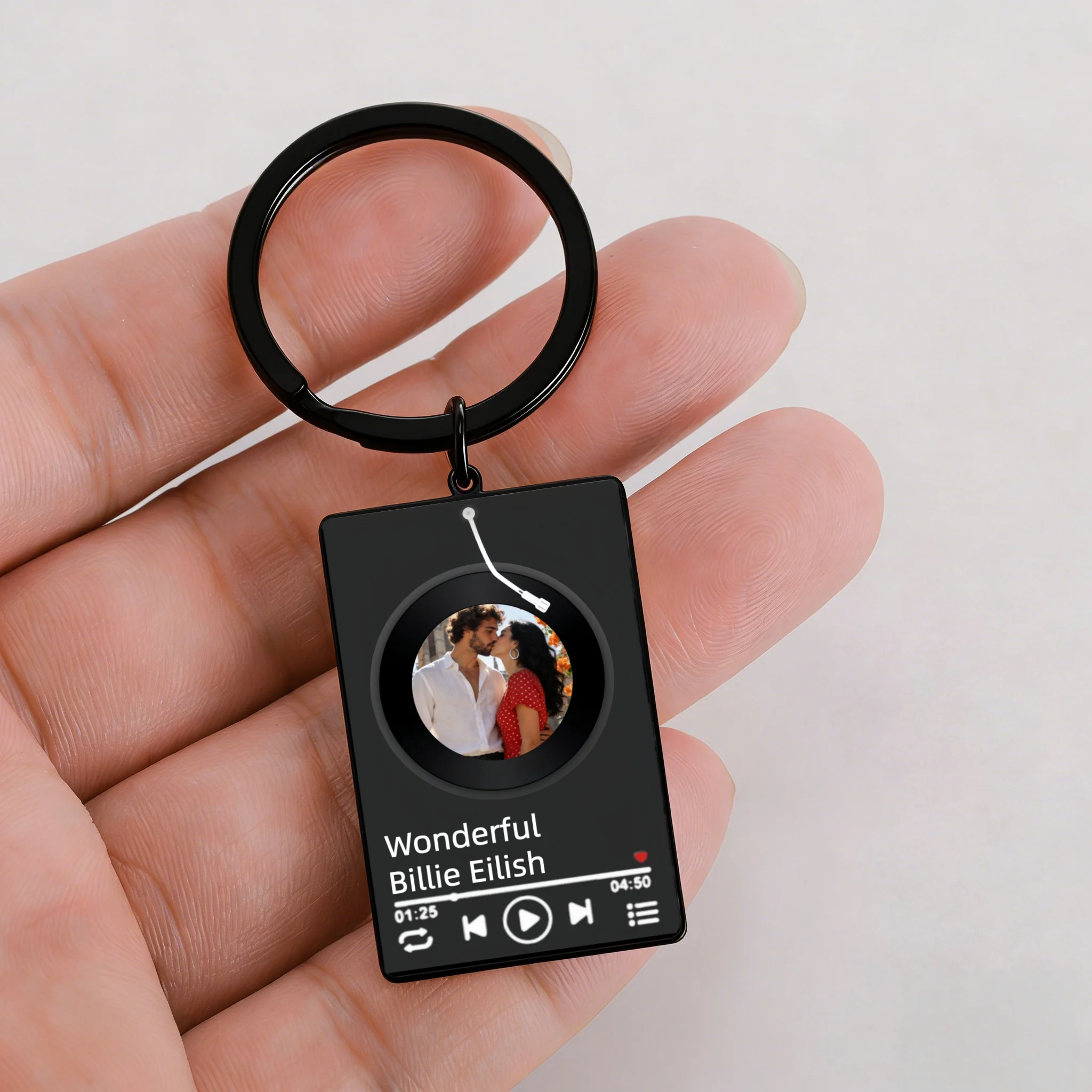 سجل فينيل شخصي مع سلسلة مفاتيح صور مخصصة أغنية صورة المفاتيح ألبوم مخصص كيرينغ الموسيقى الحب المفاتيح زوجين هدية