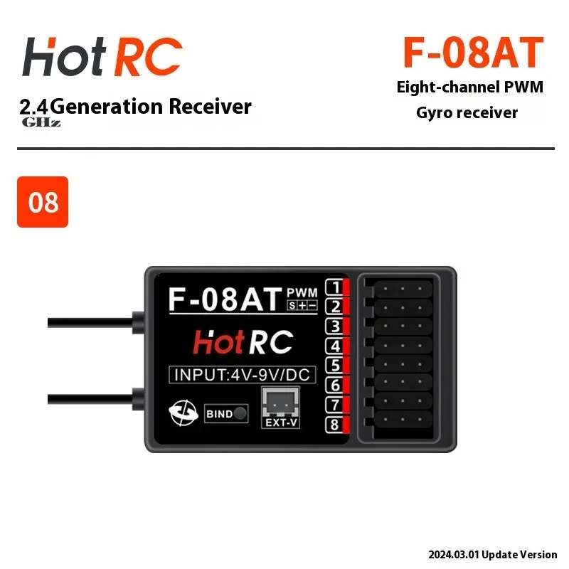 HOTRC 2.4Ghz Receivers F-04A F-06AT with/Without Gyro Light Control for CT-4A CT-6A CT-8A HT-8A DS600 Transmitter Remote Control