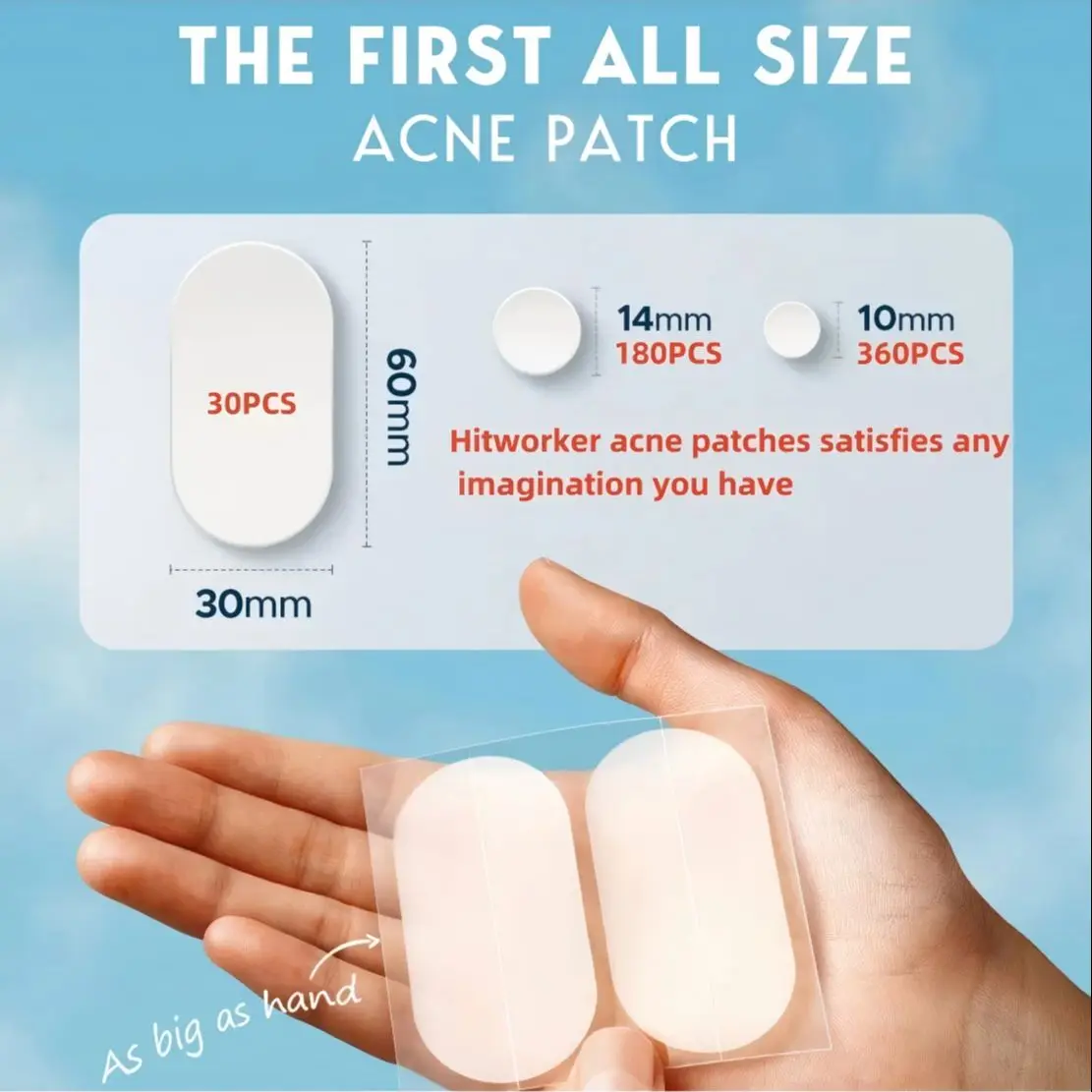 Parche para eliminar el acné de hidrogel (2 formas), 190/380 unids/caja, parche para eliminar el acné de limpieza profunda, parche eficaz para eliminar el acné