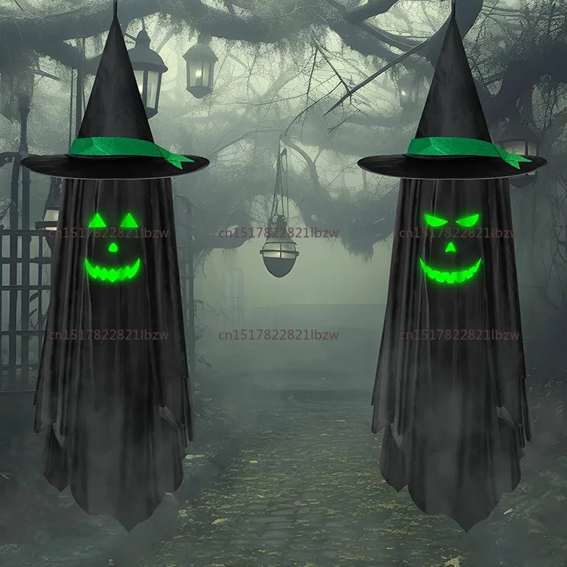 Halloween ghost luminous wizard hat ornament pendant outdoor scene arrangement pendant