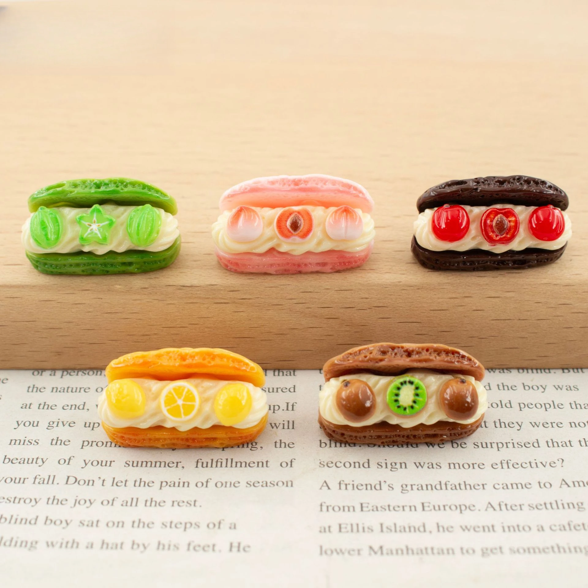 100pcs Mini Fruit Sandwich Ice Cream Cake Resin Cabochon DIY for Phone Case Hairpin Keychain Earrings Scrapbook Dollhouse Decor