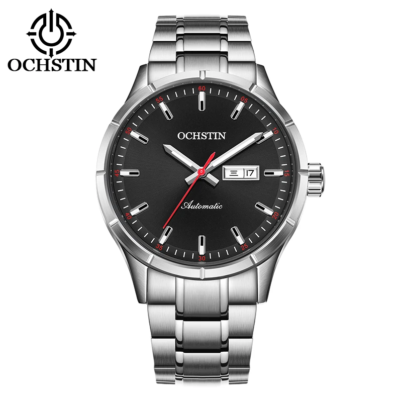 

OCHSTIN Mechanical Men Watch Automatic Date Day Vintage Y2K Male Business Wristwatch Stainless Steel Watchband Deployment Clasp