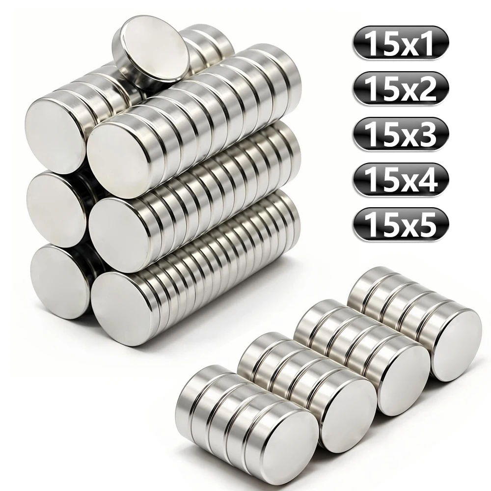 

Super Powerful Neodymium Magnet Round 15x1,15x2,15x3,15x5mm N35 Strong Permanent Magnetic NdFeB Small Refrigerator Magnets