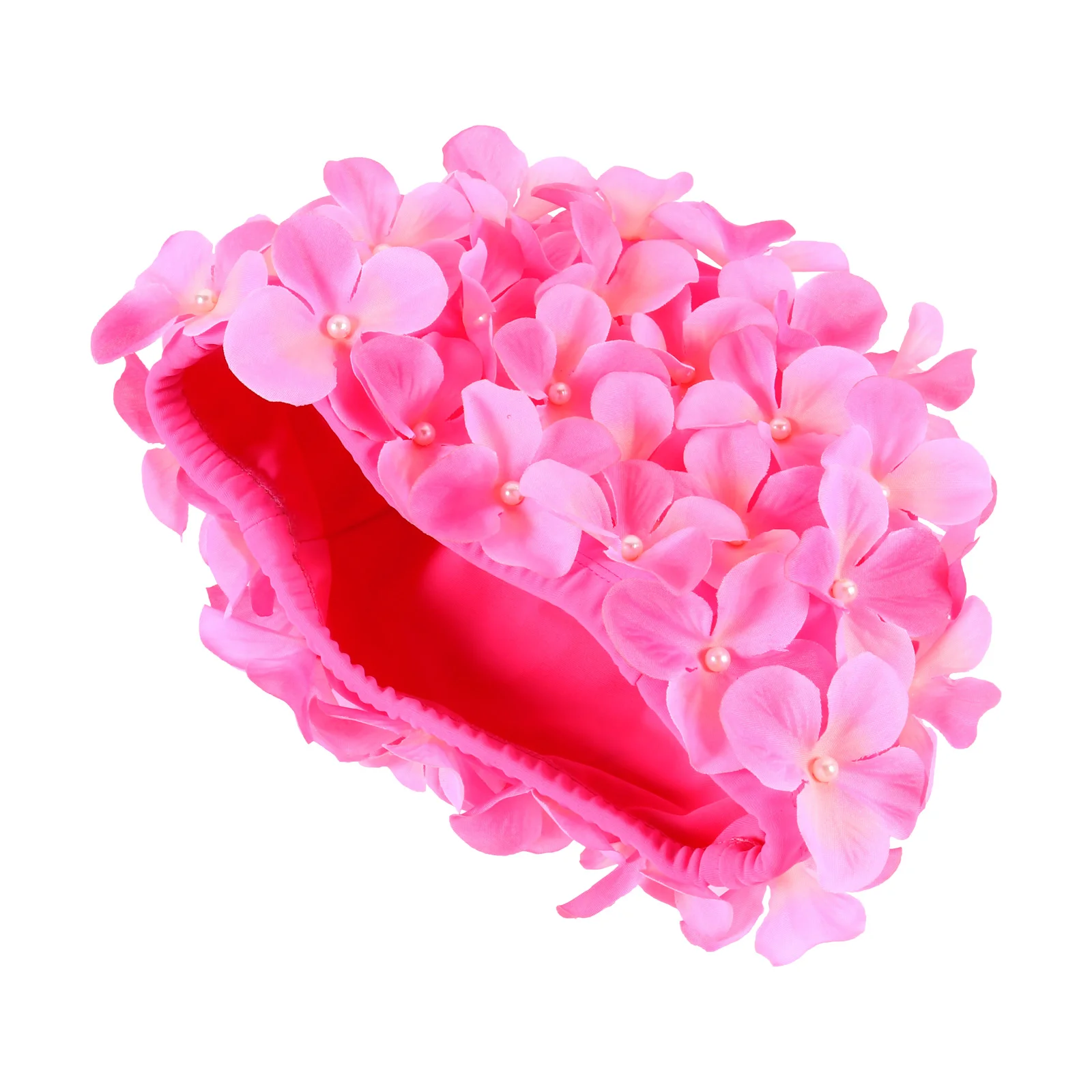 Water Proof Handmade Flower Swimming Cap Women's Shower Floral Petal Nylon Fabric Fashionable