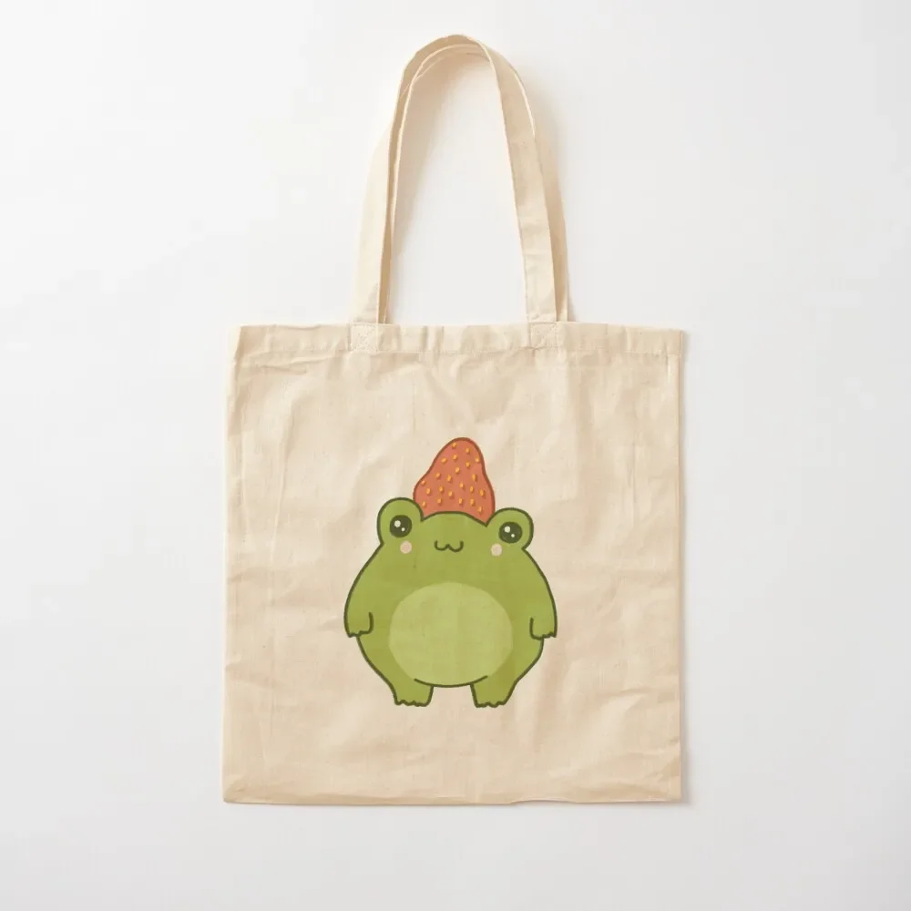 

Pastel Strawberry Frog: Kawaii Cottagecore Aesthetic Chubby Froge Tote Bag Women's shopper great bag