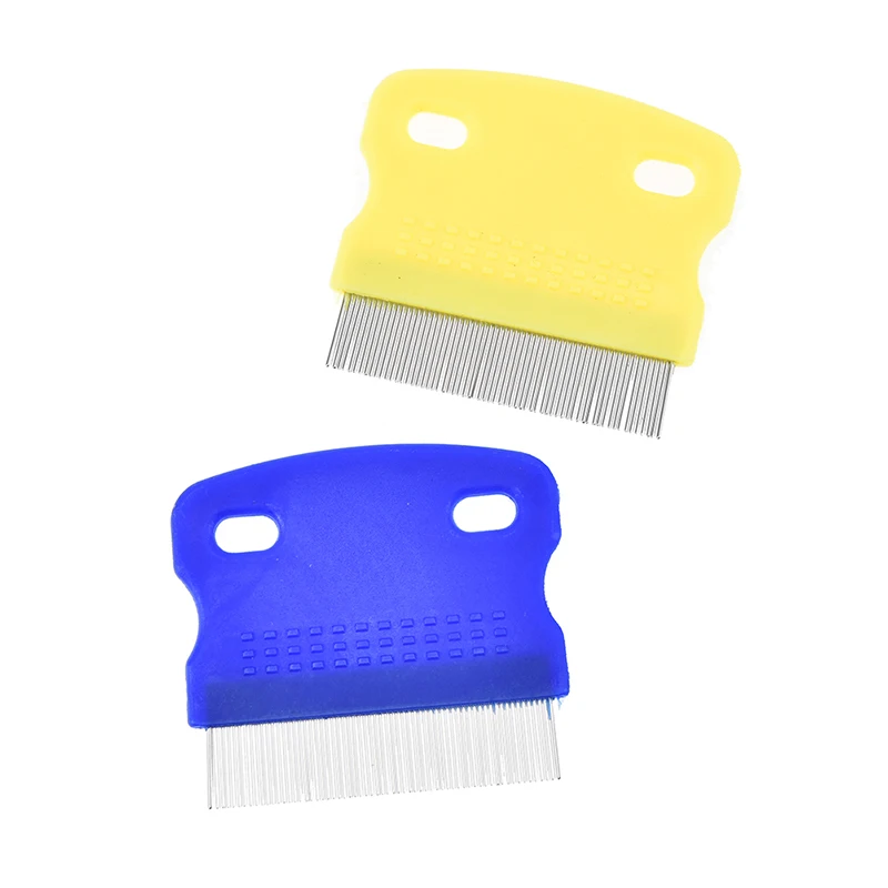 Cepillo de limpieza de eliminación de pulgas dentado de acero inoxidable para perros y gatos, peine de aseo, color aleatorio, 1 unidad