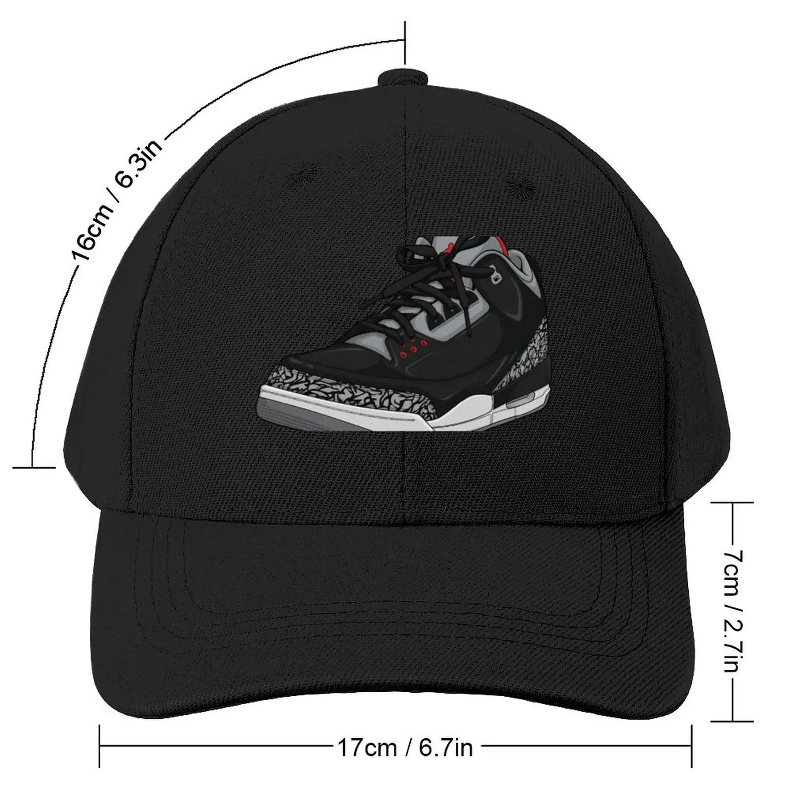 Threes BLACK CEMENT Baseball Cap Hat Man Luxury Mountaineering Boy Child Women's