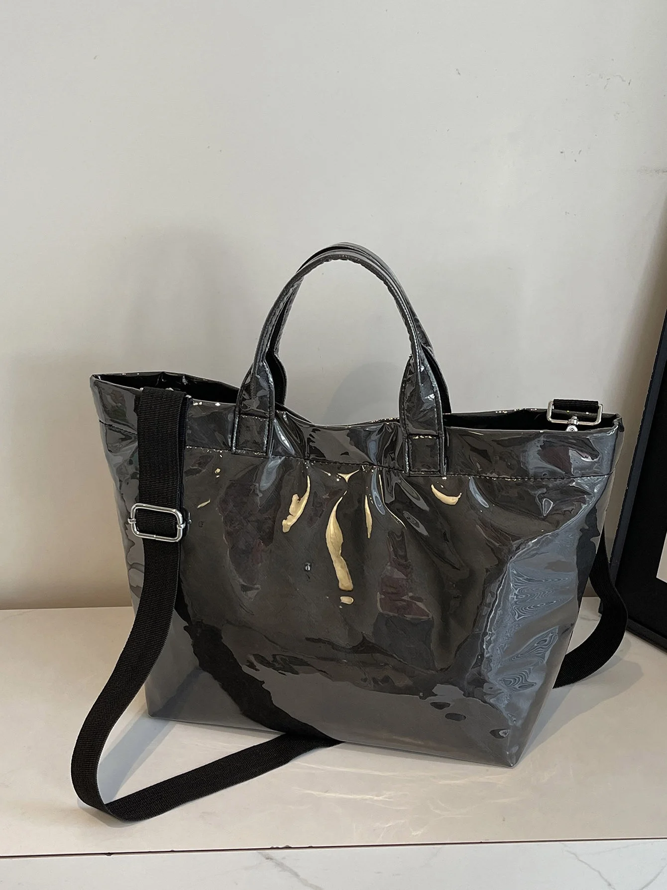 

Водонепроницаемая кожаная бумажная сумка-тоут, повседневная большая сумка Capaci op, прозрачная сумка из ПВХ, женская модная сумка через плечо