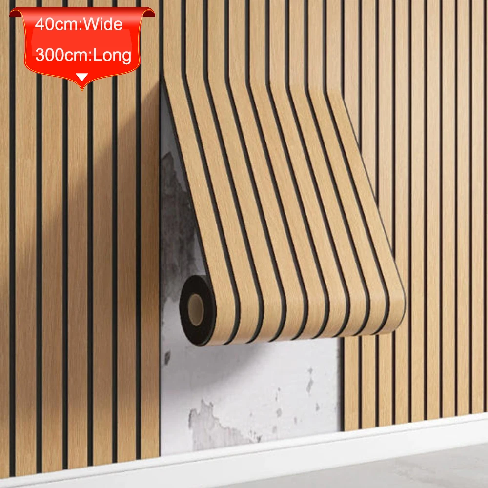 

3D Wall Sticker Imitation Wood Grain Self-adhesive Wallpaper Sticker Background Wall Decoration Transformation 40x300cm