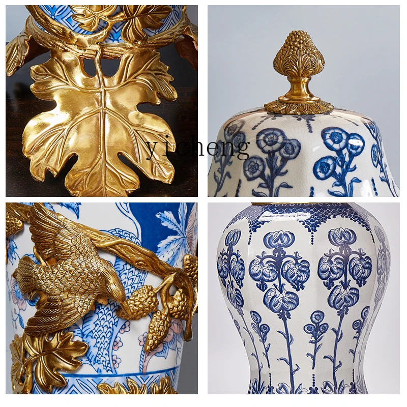 DSA luxury blue and white porcelain vase flower arrangement living room entrance decoration housewarming gift