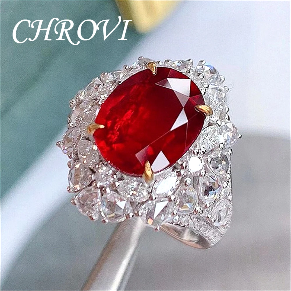 Fashion 925 sterling silver high-end ruby color-separated open ring for women - Elegant precious stone finger ring