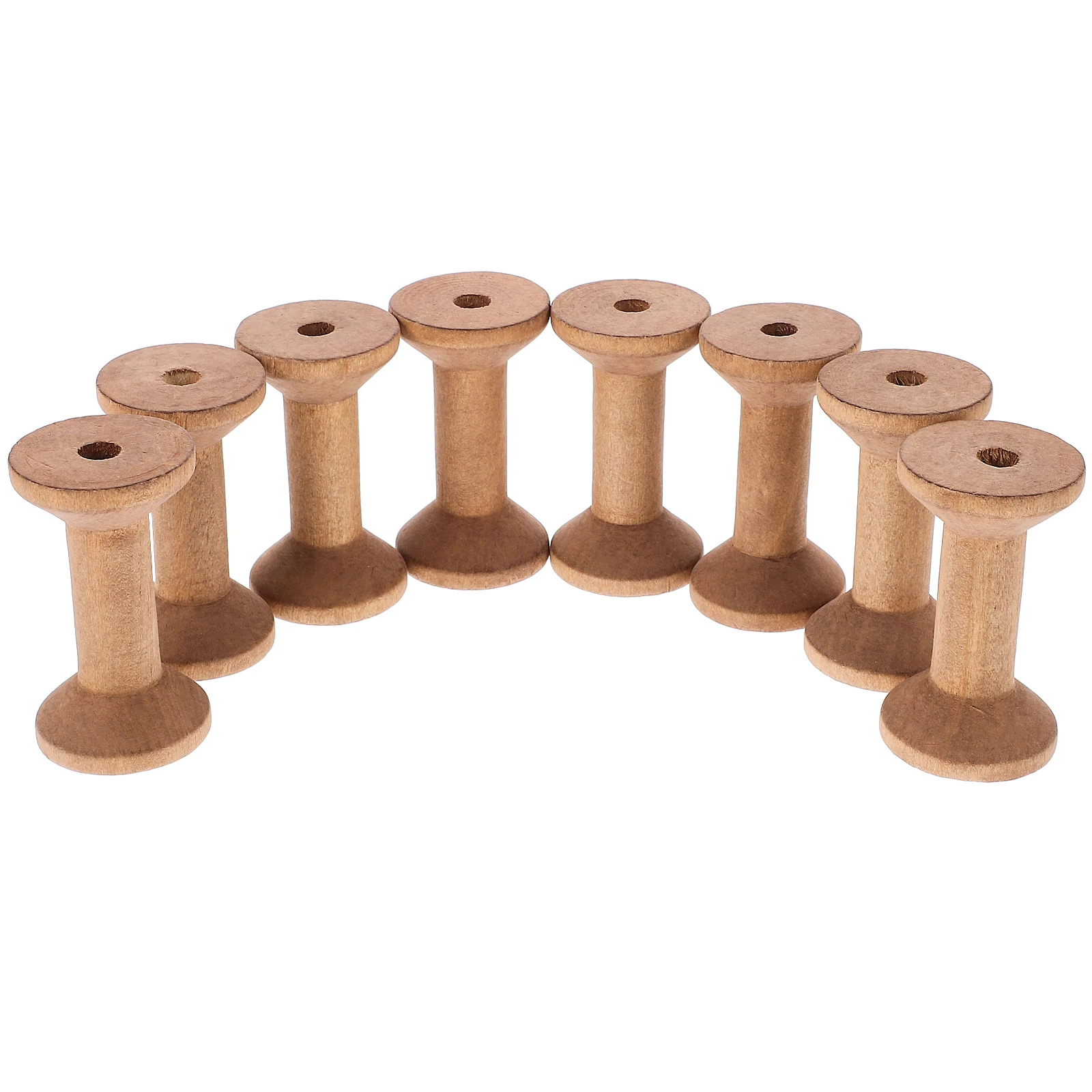 

8pcs Wooden Spool Bobbins Thread Cord Ribbon Large Hole Punch Craft DIY Natural Wood Yarn Weaving Storage Durable Sewing