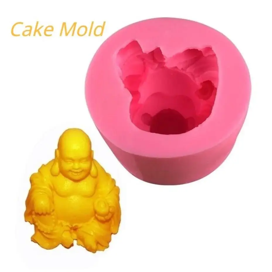 1 Pcs Smiling Buddha Cake Mold Candle Soap Silicone Mold DIY Production Technology Cake Decoration Tools Home Accessories
