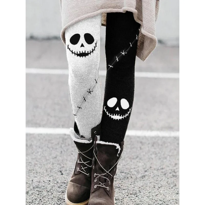 Cross-border foreign trade Amazon AliexpressWISHHalloween Printed All-Matching Base Elastic Waist Pants One-Piece Trousers