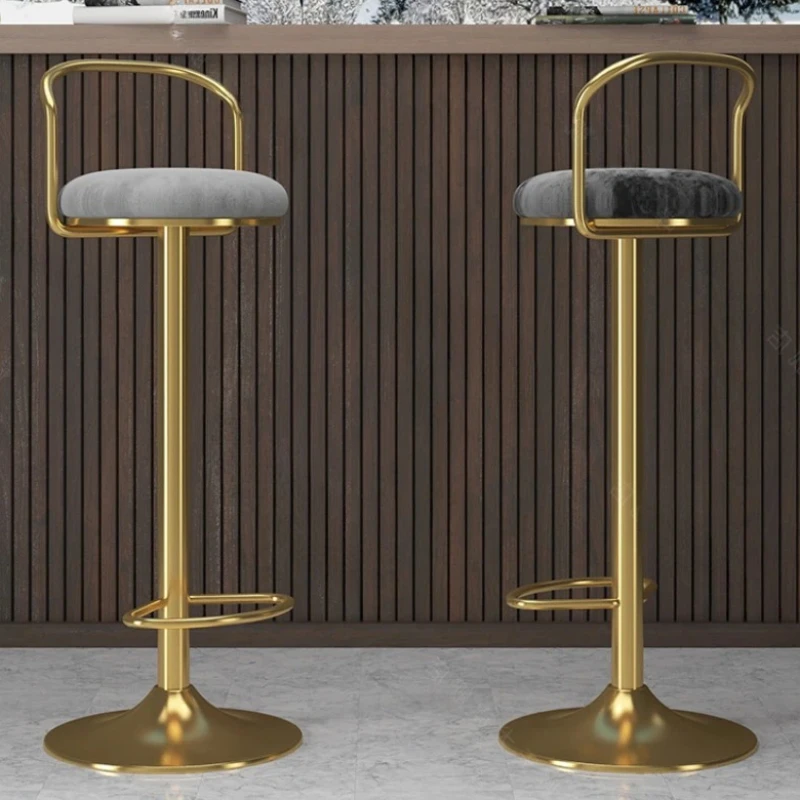 

European Gold Bar Stool Luxury Metal Design Minimalistic Modern High Bar Chairs Living Room Taburetes De Bar Home Furniture