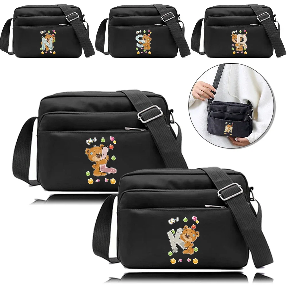 

Adjustable Strap New Crossbody Bag Large Capacity bear Letter Print Short Trip Dual-Use Storage Shoulder Bag Shopping Bag Unisex