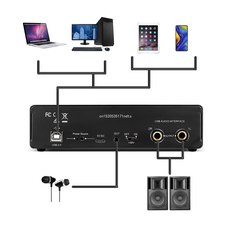 USB Mic Preamplifier AD Converter with 24 Bit/192 Khz 2X2 Dropship