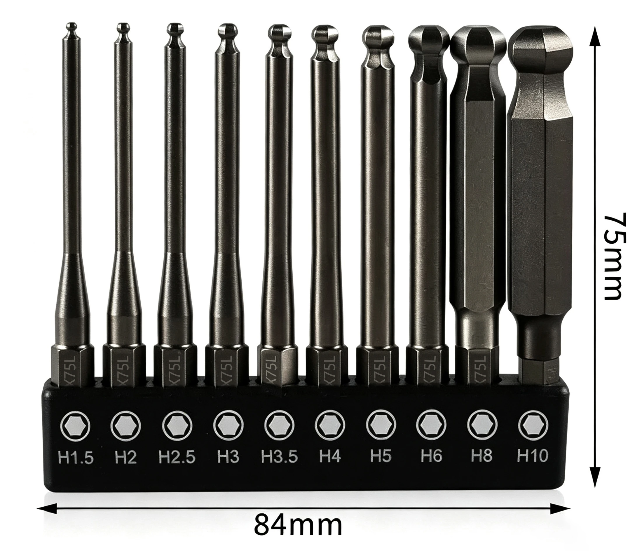 9Pcs 100mm Ball End Schraubendreher-bits Hex Kopf Inbusschlüssel Bohrer 1/4 Zoll Hex Schaft Magnetische Spitze Hex schlüssel Buchse Fahrer Bits – Detail 10
