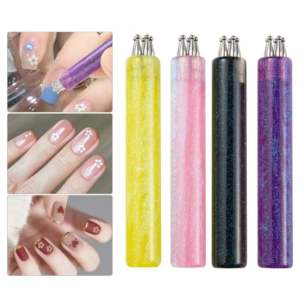 5 Petal Flower Nail Dotting Pen One Stroke Flower Design Tool Acrylic Handle Dotting Tool for DIY Nail Art Easy Nail Painting