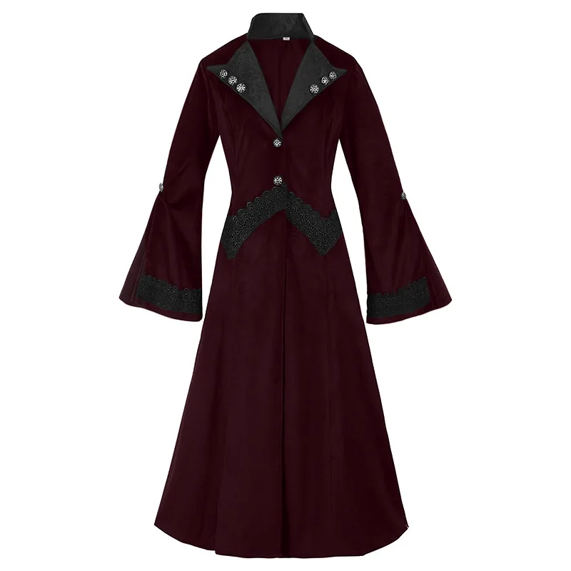 Women's Retro Steam Punk Gothic Wind Cloak Coat Fashion Plain Cap Cardigan Coat Cloak Jacket Parkour Clothes Cosplay Party