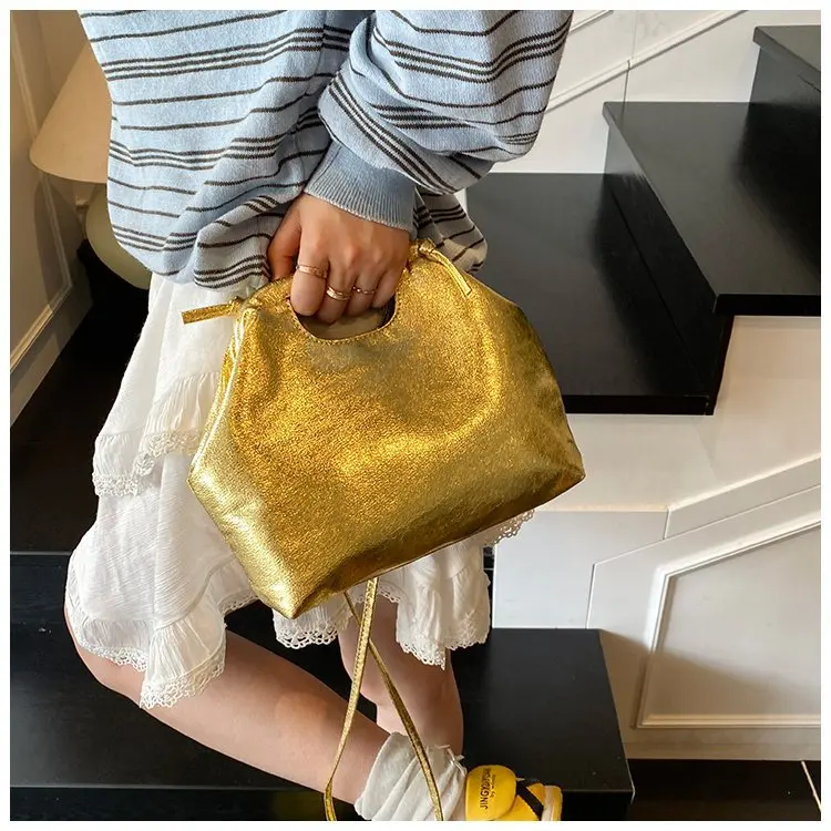

2025 Glacial Blue Shoulder Bag French Inspired Soft Leather Underarm Purse for Women Minimalist Niche Top Handle Bag
