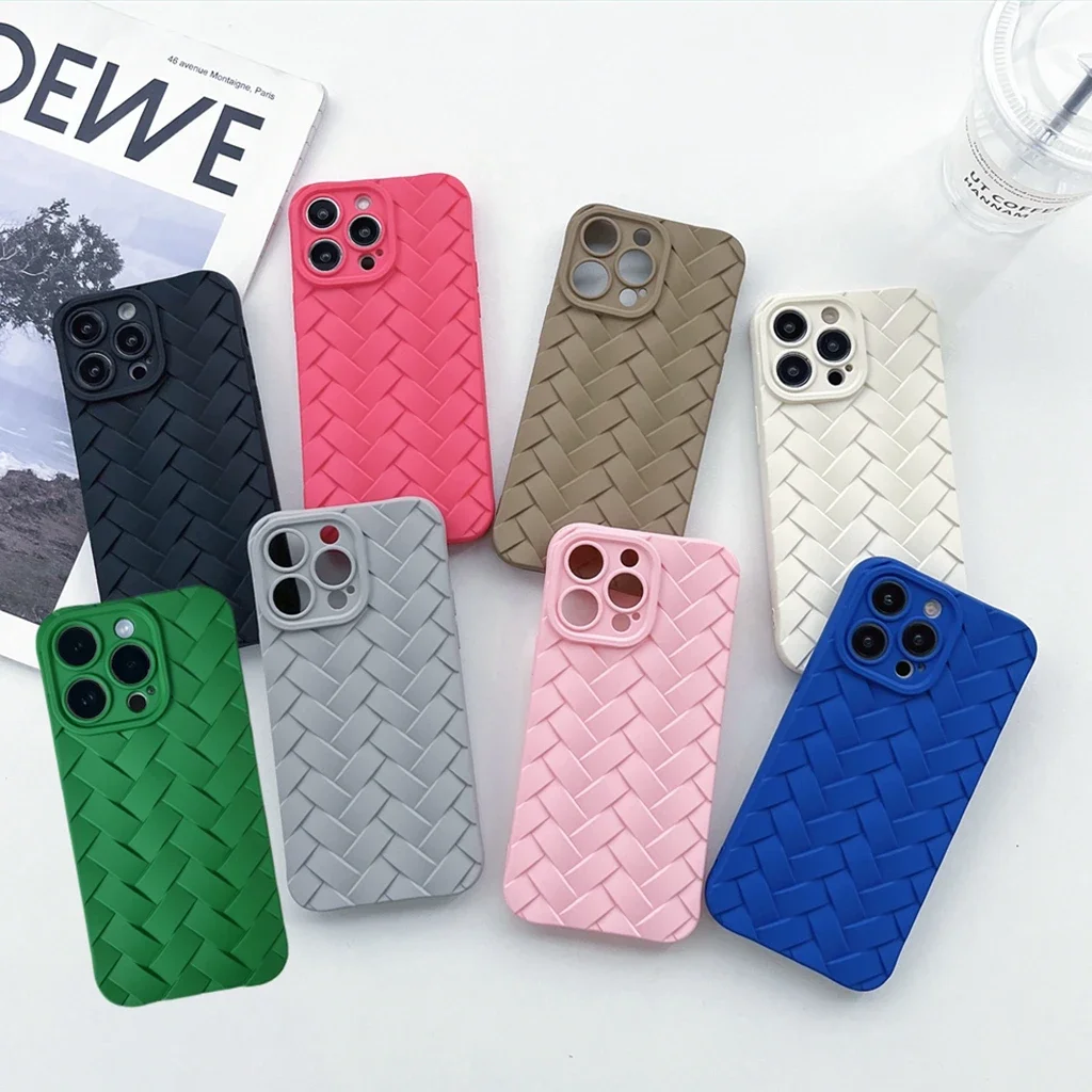 Multicolour Woven Pattern TPU Soft Cover Case For iPhone 15 14 13 12 11 Pro Max 14 15 Plus Shockproof Protective Phone Case