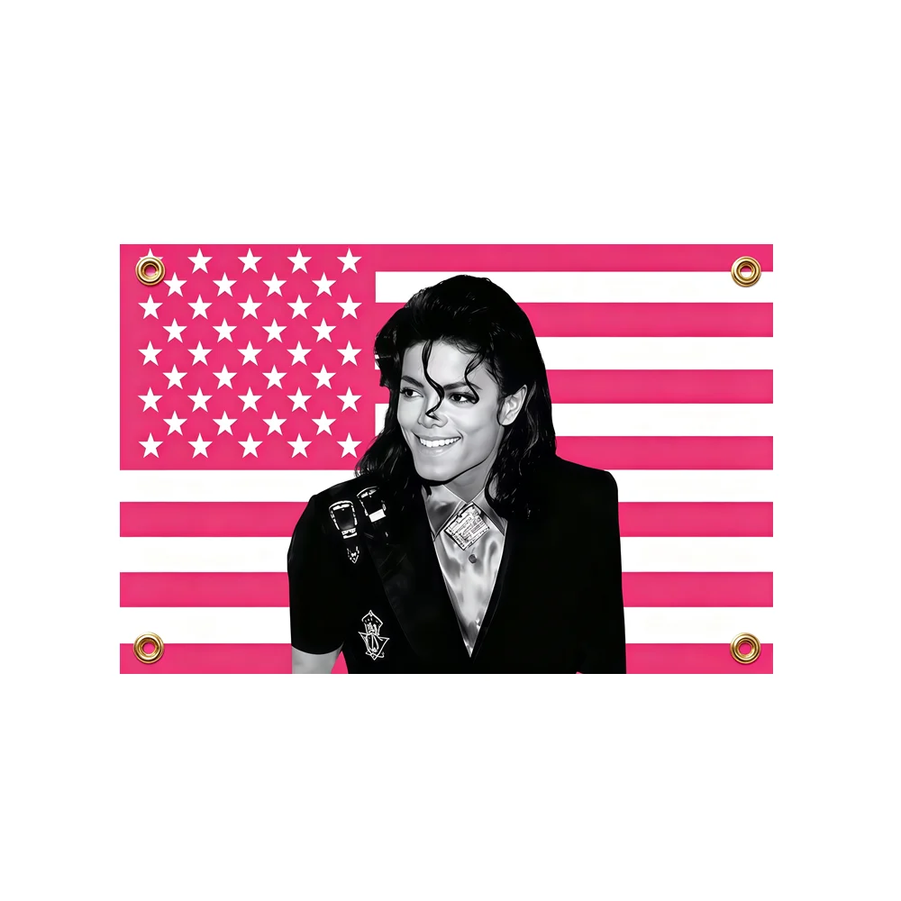 Michael Jackson Pink American Flag Flag 2x3ft 3x5ft Pop Star Polyester Banner For Bedroom Dorm Man Cave Music Fans Wall Hanging