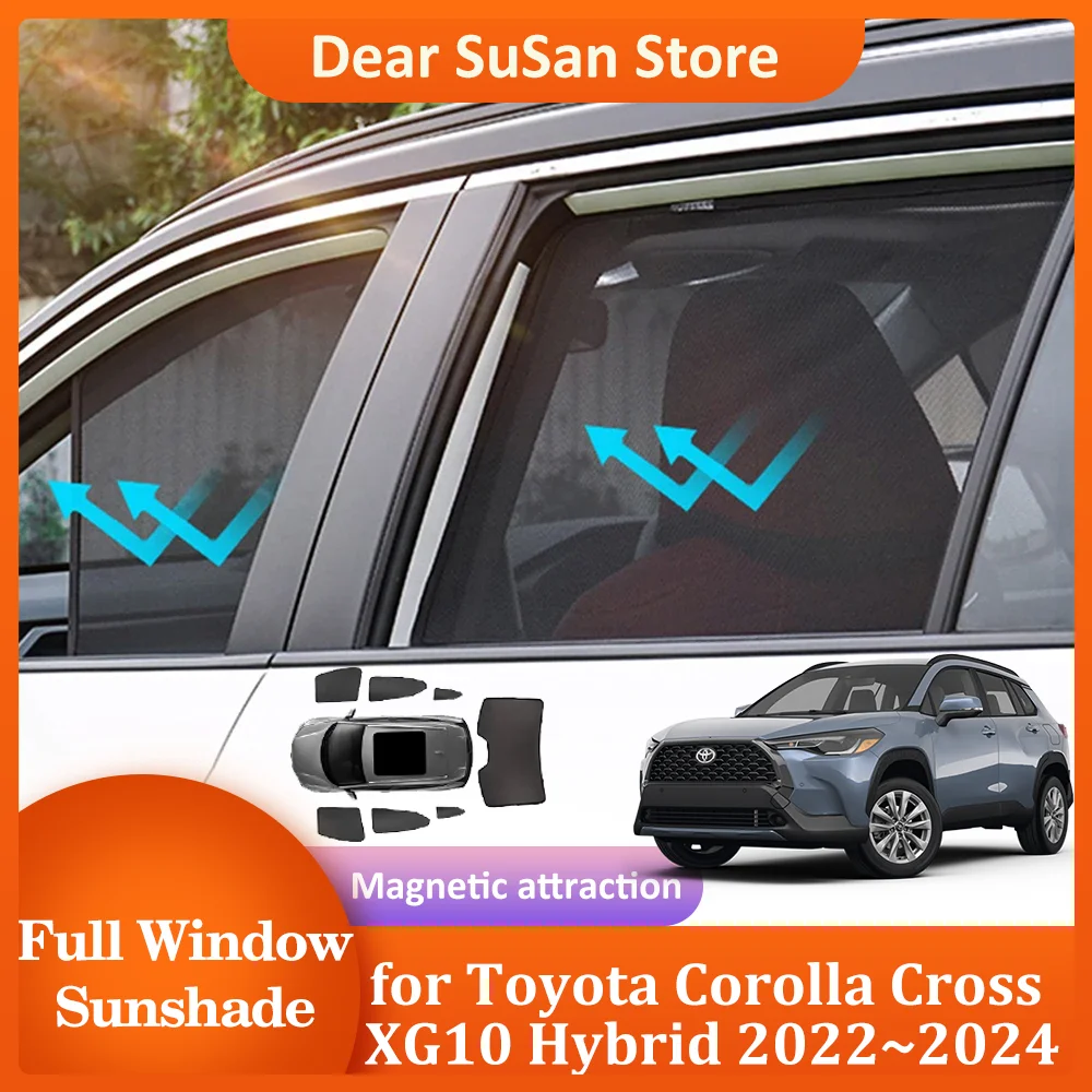 Magnetic Car Sunshade for Toyota Corolla Cross XG10 2022~2024 2023 Windshield Frame Curtain Side Window Mat Skylight Accessories