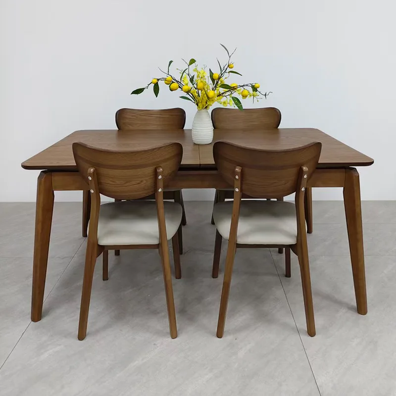 Medieval solid wood stretchable rock slab dining table