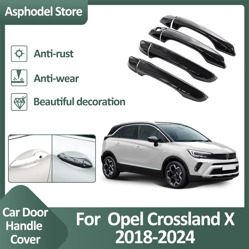 Car Door Handle Cover For Opel Crossland X Vauxhall 2018 2019 2020 2021 2022 2023 2024 Exterior Protective Sticker Accessories