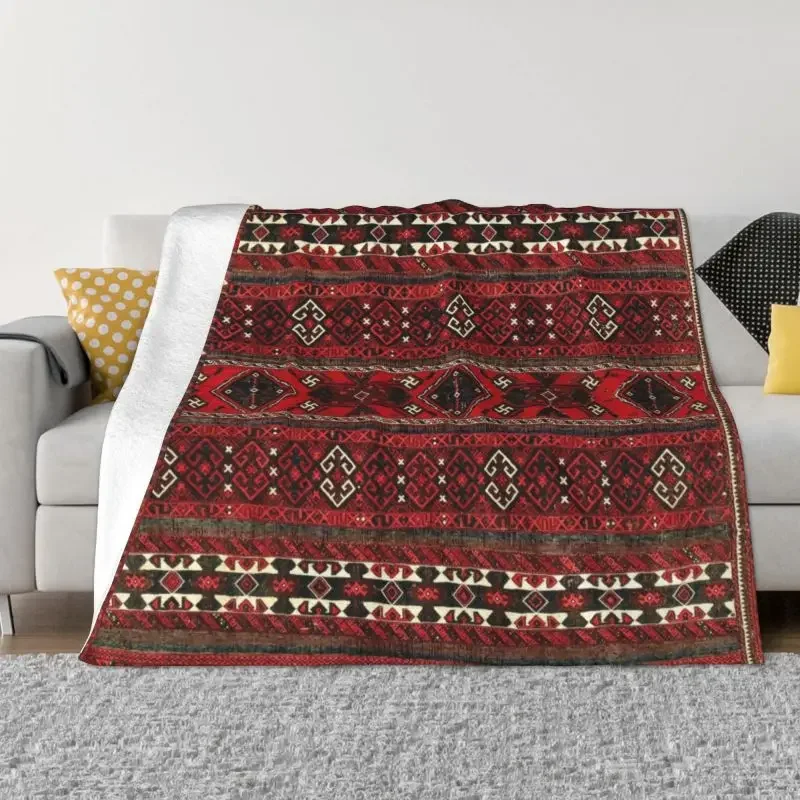 Sofa Fleece Baluch Flatweave Antique Afghanistan Rug Throw Blanket Warm Flannel Turkish Kilim Ethnic Art Blankets Bedspreads